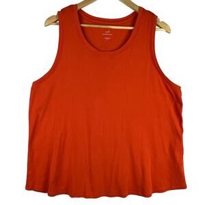 EUC J Jill XL Perfect Pima Back-Pleat Shirttail Orange PAPRIKA Knit Tank Top